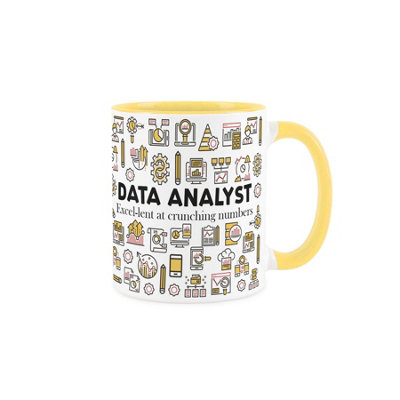 Purely Home Data Analyst MugNovelty It Statistics Computing GiftTea/coffee Yellow Ceramic Cup Present from B&Q