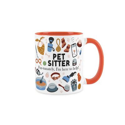 Purely Home Pet Sitter MugNovelty Pet Behaviour Job Gifts For Small Animal CarersTea/coffee Orange Ceramic Cup Present from B&Q