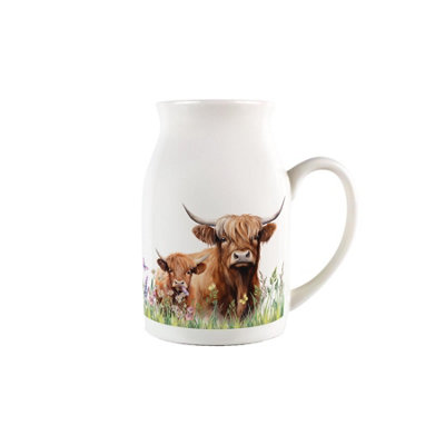B&Q -  Highland Cow & Calf Small Porcelain Serving Jug