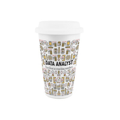 Purely Home Data Analyst Ceramic Travel MugNovelty It Statistics Computing GiftReusable Silicone Lid Double-Walled Insulated Flask from B&Q