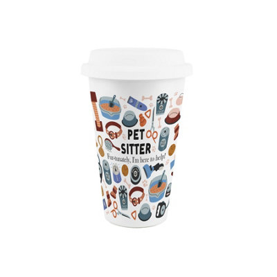 Purely Home Pet Sitter Ceramic Travel MugNovelty Job Gifts For Animal Pet CarersReusable Silicone Lid Double-Walled Insulated Flask from B&Q