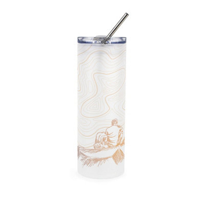 Purely Home Hiking Sketch Frosted Glass Travel Flask With Straw - Image 3