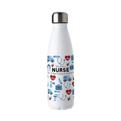 Purely Home Novelty Nurse Water BottleStainless Steel Double Walled 500Ml Metal Hot/cold Drinks Bottle Outdoor Gifts from B&Q