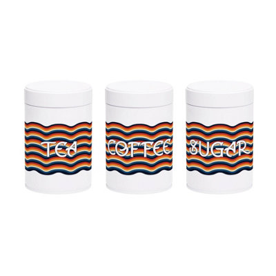 Purely Home Retro Waves Twist-Lid Kitchen Canister Set - Tea, Coffee & Sugar - Image 3