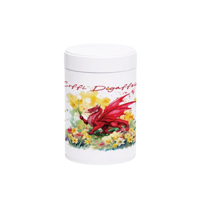 Purely Home Welsh Dragon & Daffodils Decaf Coffee CanisterCoffi Digaffein Wales GiftWhite Screw Lid Kitchen Storage Container 750Ml from B&Q