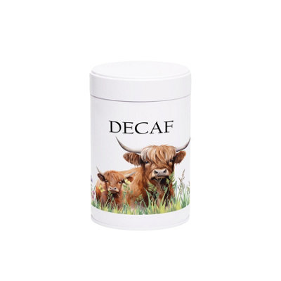 Purely Home Highland Cow & Calf Decaf CanisterCountryside Farm Animals Home GiftsWhite Screw Top Lid Kitchen Storage Container 750Ml from B&Q