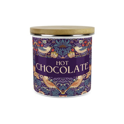 Purely Home Purple Strawberry Thief Hot Chocolate Storage CanisterMorris Inspired Floral Tapestry Artwork1.2L Enamel Kitchen Container from B&Q
