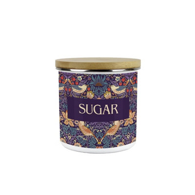 Purely Home Purple Strawberry Thief Sugar CanisterMorris Inspired Floral Tapestry ArtworkEnamel Kitchen Medium Storage Container from B&Q