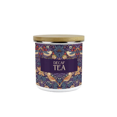 Purely Home Purple Strawberry Thief Decaf Tea CanisterMorris Inspired Floral Tapestry ArtworkEnamel Kitchen Medium Storage Container from B&Q
