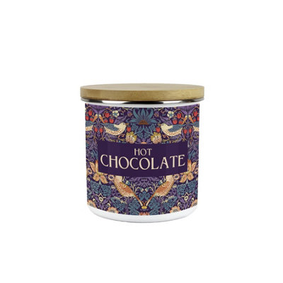 Purely Home Purple Strawberry Thief Hot Chocolate CanisterMorris Inspired Floral Tapestry Artwork -Enamel Kitchen Medium Storage Container from B&Q