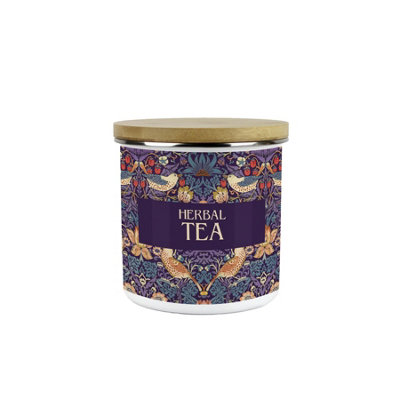 B&Q -  Purple Strawberry Thief Herbal Tea CanisterMorris Inspired Floral Tapestry ArtworkEnamel Kitchen Medium Storage Container - Image 3