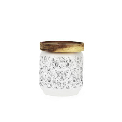 Purely Home Painted Roses Small Glass Storage JarBlack Floral Kitchen/home Canister With Wooden Lid 450Ml (10.5Cm X 9Cm) from B&Q