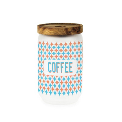 Purely Home Geometric Glass Coffee Storage JarBlue & Orange Colourful Kitchen Canister/container With Wooden Lid 750Ml (15.5Cm X 9Cm) from B&Q