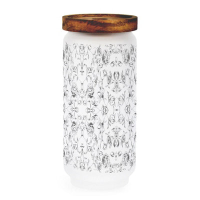 Purely Home Painted Roses Large Glass Storage JarBlack Floral Kitchen/home Canister With Wooden Lid 950Ml (21Cm X 9Cm) from B&Q