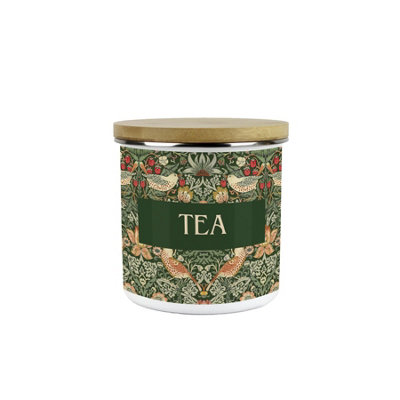 Forest Green Strawberry Thief Tea Canister - William Morris Kitchen Storage Gift - Image 3