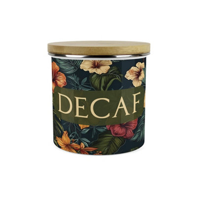Purely Home Dark Hibiscus Decaf Storage CanisterFlowers & Foliage GiftsFull Colour Floral 1.2L Enamel Kitchen Storage Container from B&Q