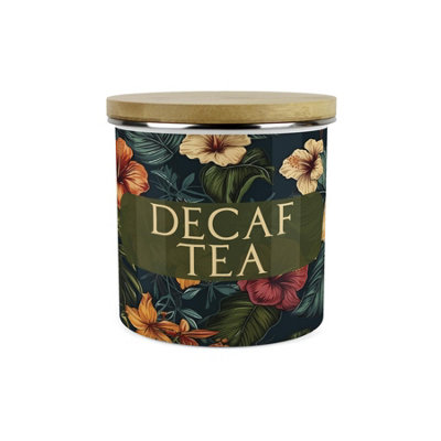 Purely Home Dark Hibiscus Decaf Tea Storage CanisterFlowers & Foliage GiftsFull Colour Floral 1.2L Enamel Kitchen Storage Container from B&Q