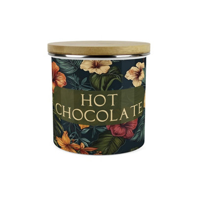 Purely Home Dark Hibiscus Hot Chocolate Storage CanisterFlowers & Foliage GiftsFull Colour Floral 1.2L Enamel Kitchen Storage Container from B&Q