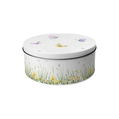 Purely Home Springtime Daffodils Small Cake TinYellow Floral Homeware Gifts Round Metal Storage Container For Baking 18 X 7Cm from B&Q