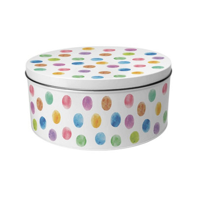 Purely Home Rainbow Polka Dots Large Cake TinColourful Homeware Gifts Round Metal Storage Container For Baking 23 X 10Cm from B&Q