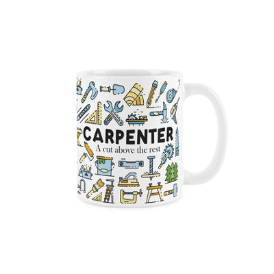 Purely Home Carpenter MugHumorous Woodwork & Carpentry Themed Novelty Job GiftsTea/coffee Hot Drinks White Ceramic Cup Present from B&Q