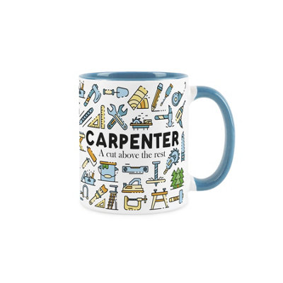 Purely Home Carpenter MugHumorous Woodwork & Carpentry Themed Novelty Job GiftsTea/coffee Hot Drinks Light Blue Ceramic Cup Present from B&Q