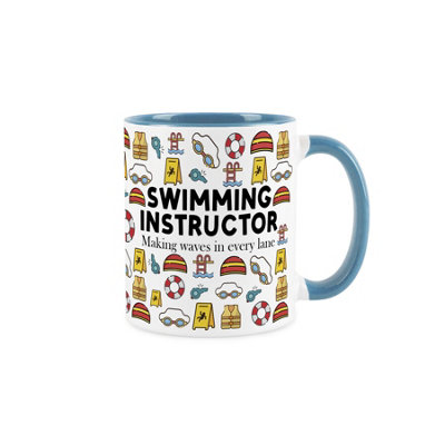 Purely Home Novelty Swimming Instructor Light Blue Mug - Coffee/Tea Ceramic Cup Gift - Light Blue - Image 3