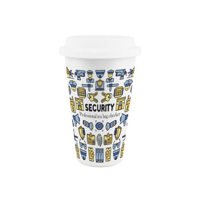 Purely Home Security Ceramic Travel MugNovelty Mug Gifts For Security GuardsReusable Silicone Lid Double-Walled Insulated Drinks Flask