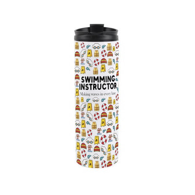 Swimming Instructor Travel Flask - Reusable Stainless Steel Tumbler Novelty Gift - Image 3