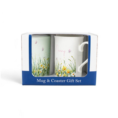 Purely Home Spring Time Daffodils Nanny Mug & Coaster Gift SetPink Easter Themed Floral Bone China Gift/present For Her from B&Q