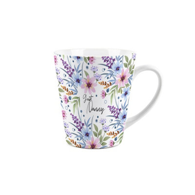 Purely Home Great Nanny Gift MugBlue And Purple Floral Design Small Latte MugCeramic Tea/coffee Cup Presents For Her from B&Q
