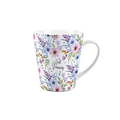Purely Home Great Granny Gift MugBlue And Purple Floral Design Small Latte MugCeramic Tea/coffee Cup Presents For Her from B&Q