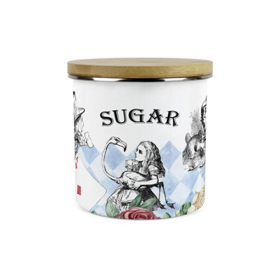Purely Home Alice's Adventures In Wonderland Sugar CanisterHatter White Rabbit Playing Cards Gifts1.2L Enamel Kitchen Storage Container from B&Q