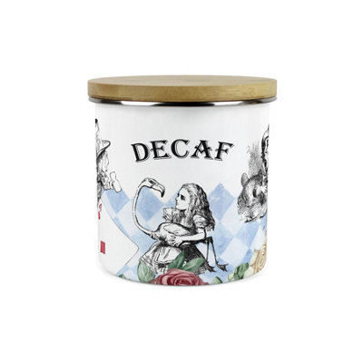 Purely Home Alice's Adventures In Wonderland Decaf CanisterHatter White Rabbit Playing Cards Gifts1.2L Enamel Kitchen Storage Container from B&Q