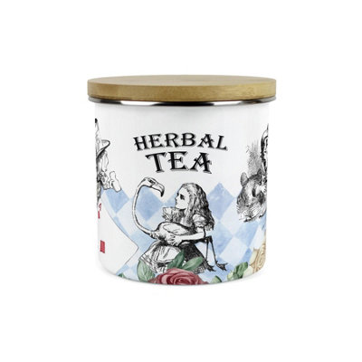 Purely Home Alice's Adventures In Wonderland Herbal Tea CanisterHatter White Rabbit Playing Cards Gifts1.2L Kitchen Storage Container from B&Q