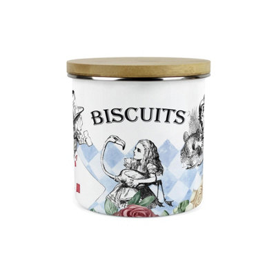 Purely Home Alice's Adventures In Wonderland Small Biscuits CanisterHatter White Rabbit Playing Cards Gift1.2L Kitchen Storage Container from B&Q