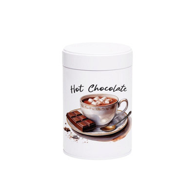B&Q -  Antique Style Cup & Saucer Hot Chocolate CanisterShabby Chic Drinkware Home GiftWhite Screw Lid Storage Container 750Ml