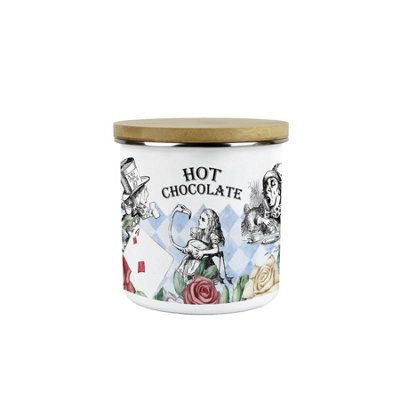 Purely Home Alice's Adventures in Wonderland Hot Chocolate Canister - Cartoon Characters White Rabbit & Mad Hatter Kitchen Gifts - Medium Metal Enamel Container 600ml - Image 3