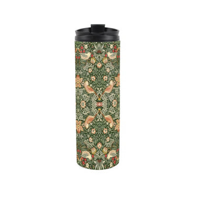 Purely Home Green Strawberry Thief Stainless Steel Travel Flask - Image 3
