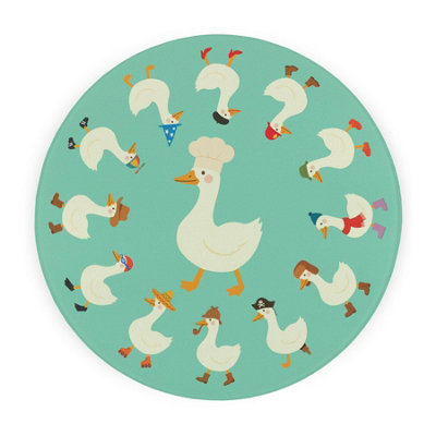Purely Home Silly Goose Round Worktop ProtectorTextured Glass Chopping Board from B&Q