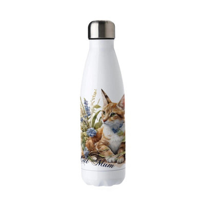 Purely Home Cat Mum Stainless Steel Water BottleGinger Cat Gifts For Animal Lovers Double Walled 500Ml Metal Hot/cold Drinks Bottle from B&Q