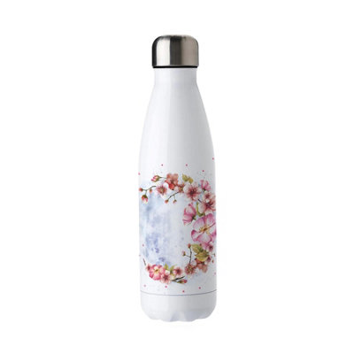 Purely Home Pink Blossoms Stainless Steel Water BottleCherry Blossom Floral GiftDouble Walled 500Ml Metal Hot/cold Drinks Bottle from B&Q