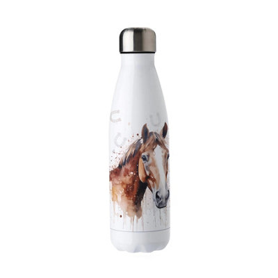 Purely Home Watercolour Horse Stainless Steel Water BottlePresents For Horse LoversDouble Walled 500Ml Metal Hot/cold Drinks Bottle from B&Q