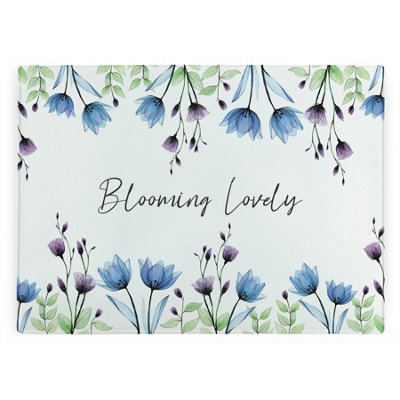 B&Q -  Blooming Lovely Large Smooth Glass Worktop ProtectorFloral Kitchen Chopping Board