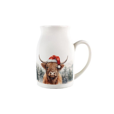 B&Q -  Christmas Highland Cow Small Porcelain Serving Jug