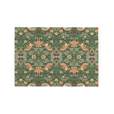 Purely Home Green Strawberry Thief Smooth Glass Worktop SaverSmall Chopping Board from B&Q