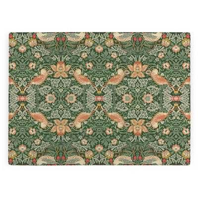 Green Strawberry Thief Glass Worktop Protector - William Morris Artwork Gifts - Image 3