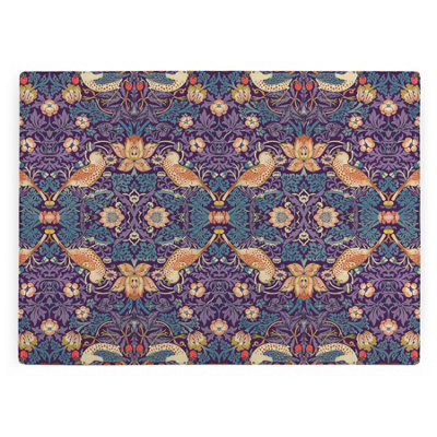 Purple Strawberry Thief Glass Worktop Protector - William Morris Artwork Gifts - Image 3