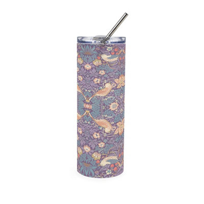 Purely Home Purple Strawberry Thief Frosted Glass Travel Flask With Straw - Image 3