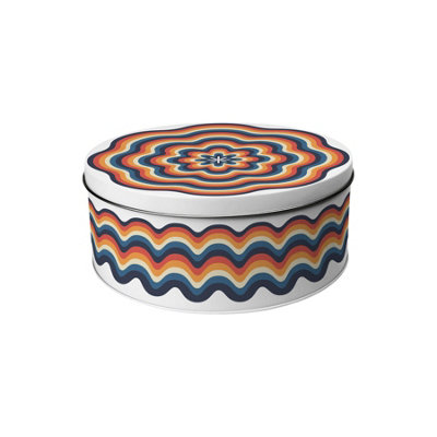 Retro Waves Small Cake Tin - Colourful Rainbow Kitchen Storage Gifts - Image 3